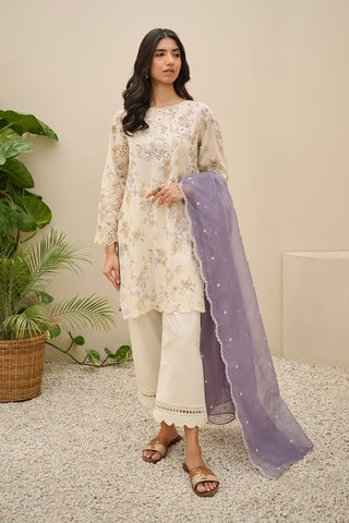DU-3149 - OFF-WHITE -  EMBROIDERED LAWN - 3PCS
