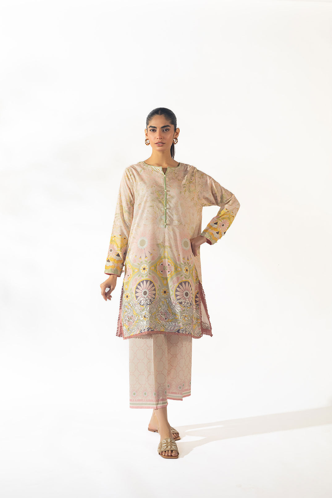 SS24DC-2347 LIGHT PINK LAWN 2PCS PRINTED KURTA WITH TROUSER