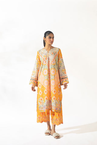 SS24DC-2330 ORANGE LAWN 2PCS PRINTED KURTA WITH TROUSER