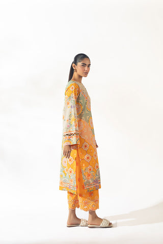 SS24DC-2330 ORANGE LAWN 2PCS PRINTED KURTA WITH TROUSER