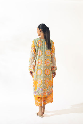 SS24DC-2330 ORANGE LAWN 2PCS PRINTED KURTA WITH TROUSER