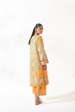 SS24DC-2330 ORANGE LAWN 2PCS PRINTED KURTA WITH TROUSER