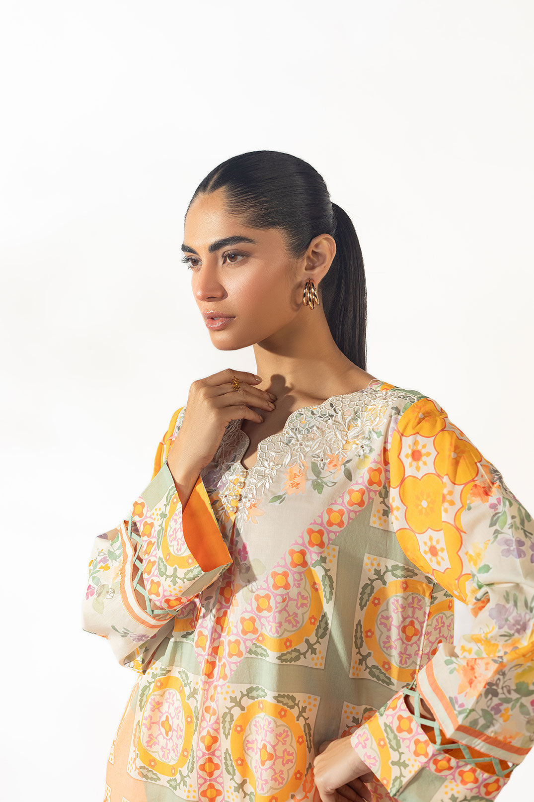 SS24DC-2330 ORANGE LAWN 2PCS PRINTED KURTA WITH TROUSER