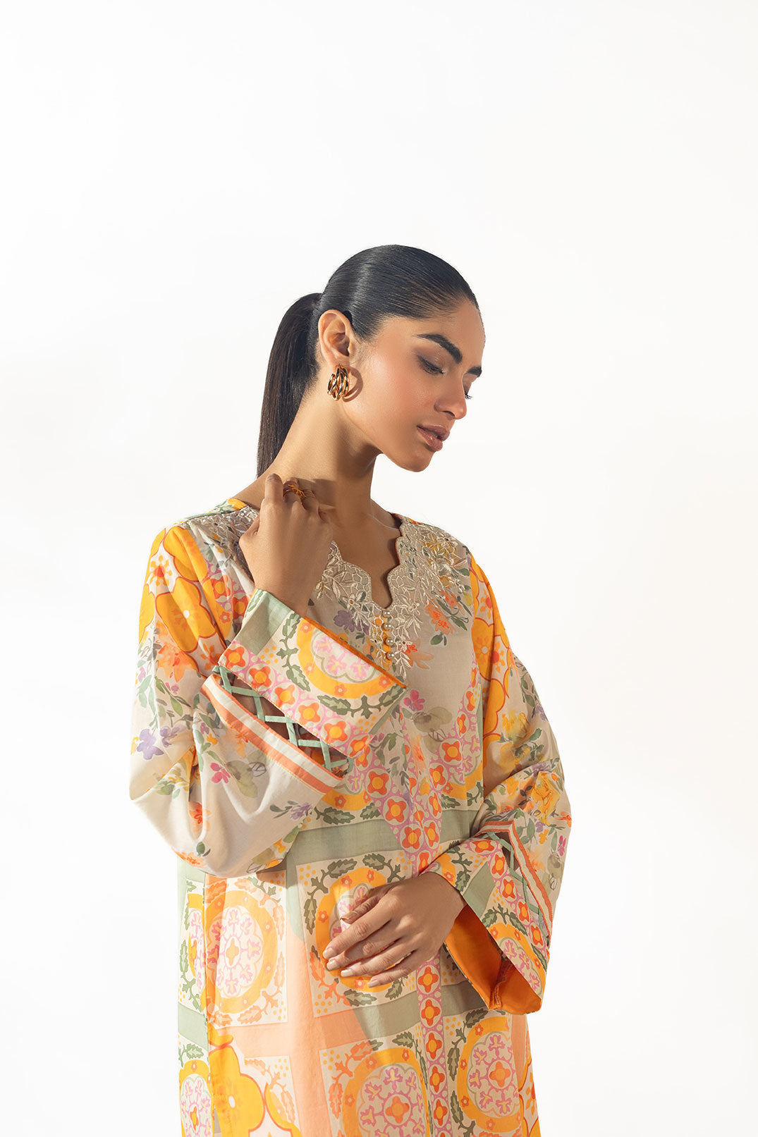 SS24DC-2330 ORANGE LAWN 2PCS PRINTED KURTA WITH TROUSER