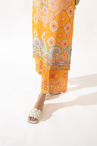 SS24DC-2330 ORANGE LAWN 2PCS PRINTED KURTA WITH TROUSER