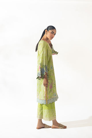 SS24DC-2345 L-GREEN LAWN 2PCS PRINTED KURTA WITH TROUSER