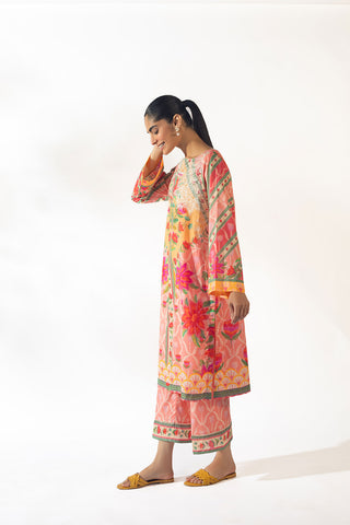 SS24DC-2350 PINK LAWN 2PCS PRINTED KURTA WITH TROUSER