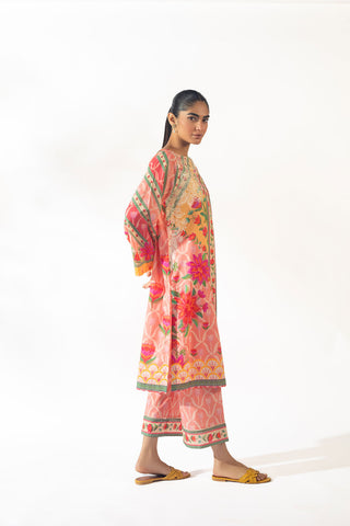 SS24DC-2350 PINK LAWN 2PCS PRINTED KURTA WITH TROUSER