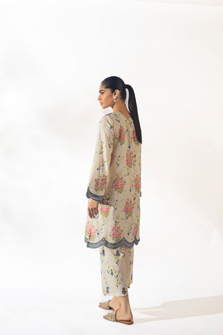 SS24DC-2349 OFF WHITE LAWN 2PCS PRINTED KURTA WITH TROUSER