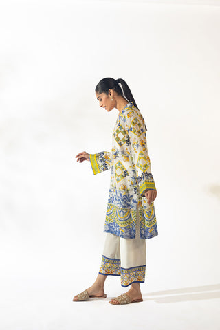 SS24DC-2359 OFF WHITE LAWN 2PCS PRINTED KURTA WITH TROUSER