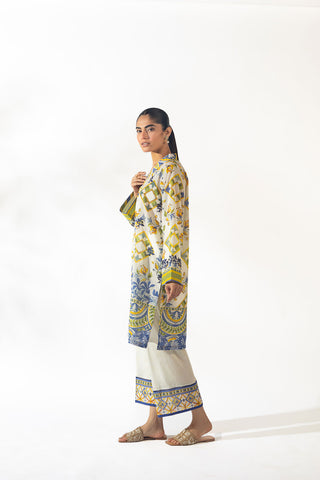 SS24DC-2349 OFF WHITE LAWN 2PCS PRINTED KURTA WITH TROUSER