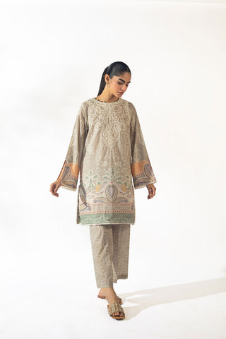 SS24DC-2358 GREY LAWN 2PCS PRINTED KURTA WITH TROUSER