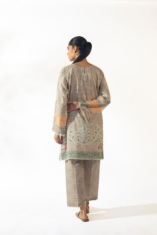 SS24DC-2358 GREY LAWN 2PCS PRINTED KURTA WITH TROUSER