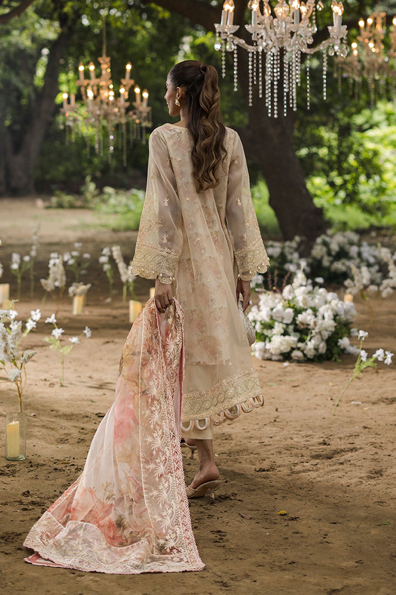 Floral Jardin Festive lawn suit.