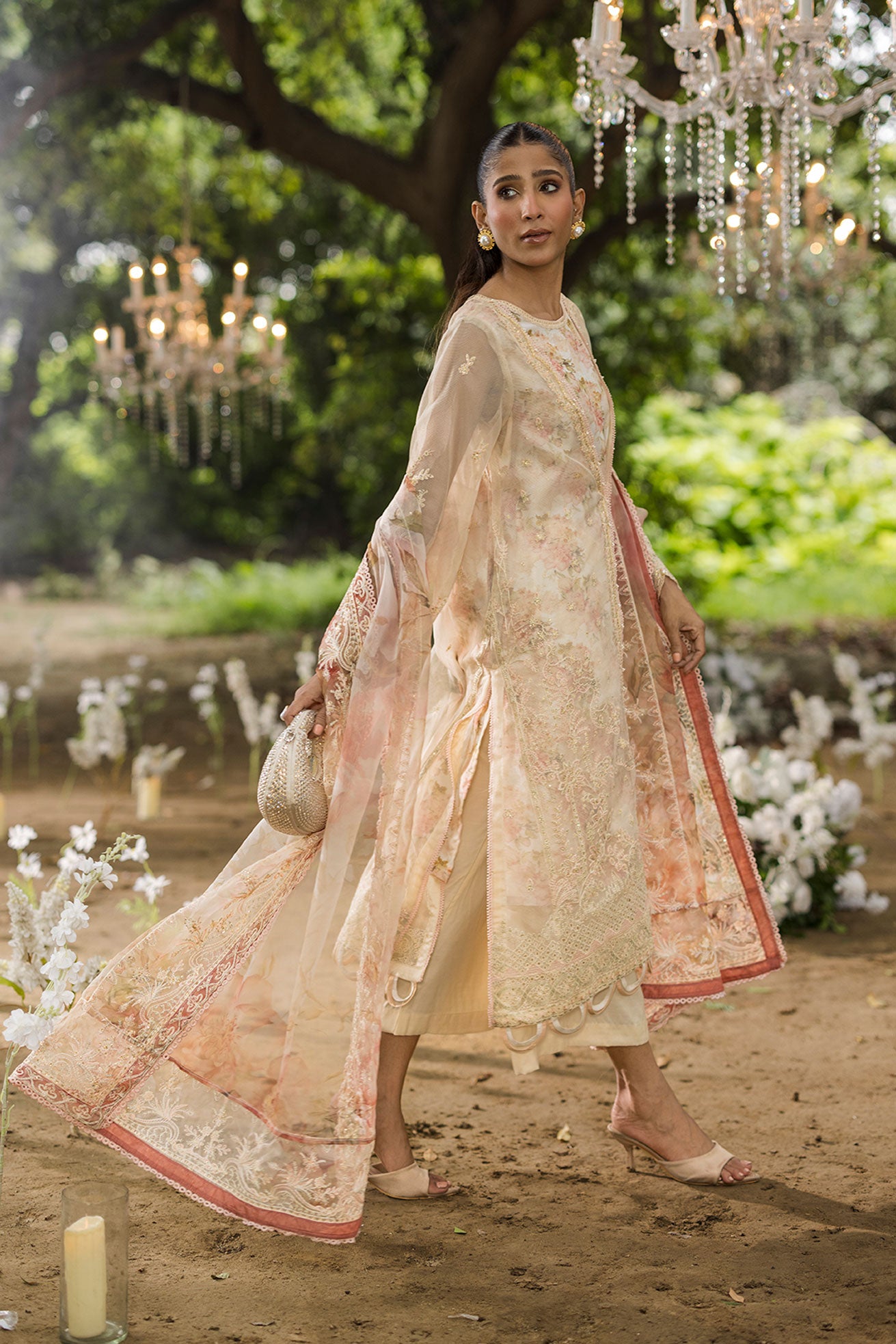 Floral Jardin Festive lawn suit.