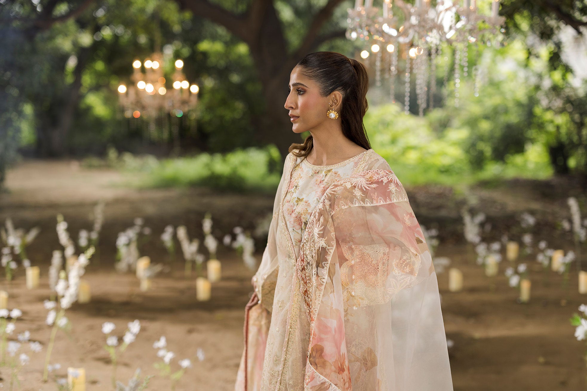 Floral Jardin Festive lawn suit.