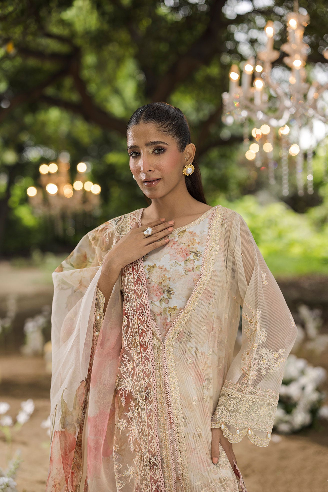 Floral Jardin Festive lawn suit.