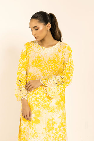 SS24DC-0604 YELLOW EMBROIDERED KURTA