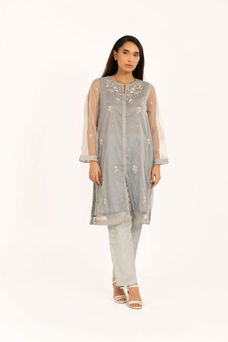 SS24DA-1841 GREY EMBROIDERED KURTA