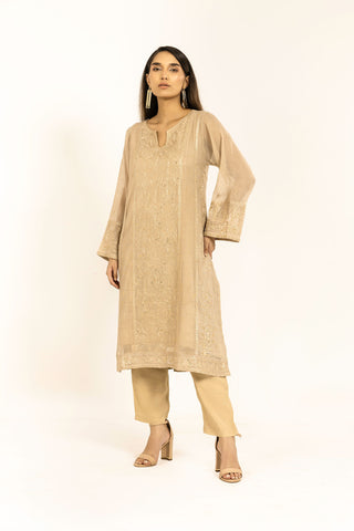 DA-1788 BEIGE EMBROIDERED KURTA