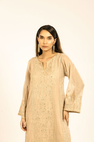 DA-1788 BEIGE EMBROIDERED KURTA