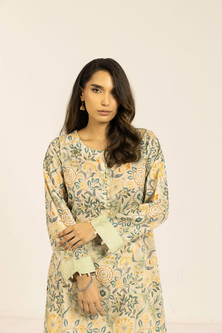 SS24DC-0608 LEMON YELLOW PRINTED KURTA