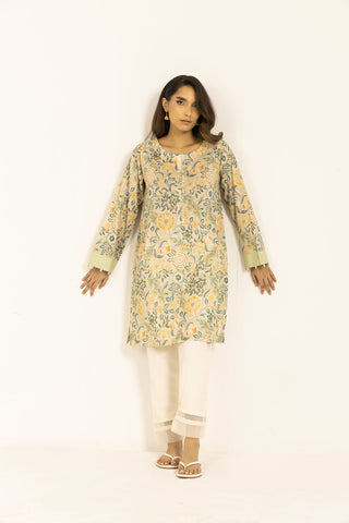 SS24DC-0608 LEMON YELLOW PRINTED KURTA