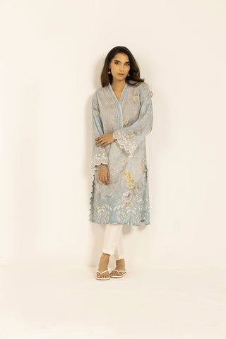 SS24DC-0609 SKY BLUE EMBROIDERED KURTA