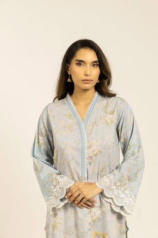 SS24DC-0609 SKY BLUE EMBROIDERED KURTA