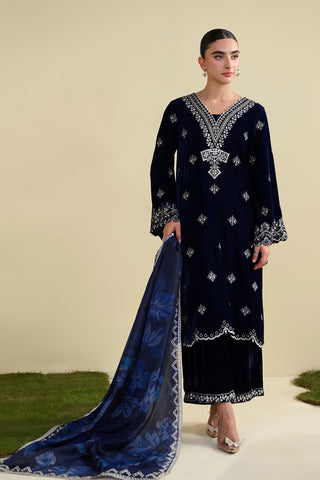 FW25DA-2817  NAVY BLUE  2PCS  EMBROIDERED KURTA WITH TROUSER