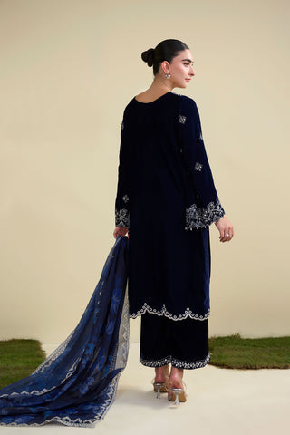 FW25DA-2817  NAVY BLUE  2PCS  EMBROIDERED KURTA WITH TROUSER