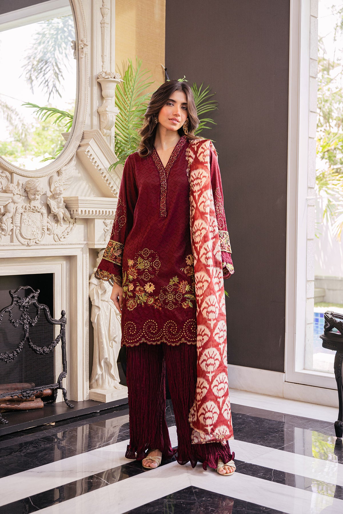 SS24DD-1185  MAROON DUPATTA