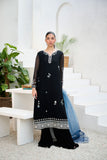DA-2196 BLACK 2PCS  EMBROIDERED KURTA WITH TROUSER