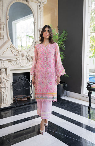 SS24DA-2433 PINK 2PCS  EMBROIDERED KURTA WITH TROUSER