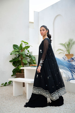 DA-2196 BLACK 2PCS  EMBROIDERED KURTA WITH TROUSER