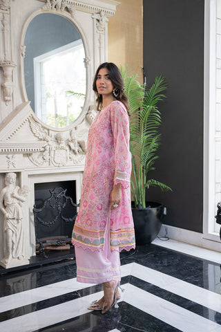 SS24DA-2433 PINK 2PCS  EMBROIDERED KURTA WITH TROUSER