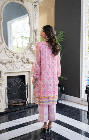 SS24DA-2433 PINK 2PCS  EMBROIDERED KURTA WITH TROUSER