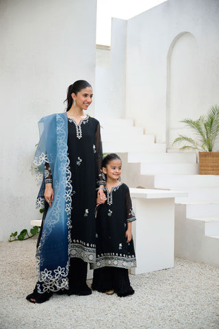 DA-2196 BLACK 2PCS  EMBROIDERED KURTA WITH TROUSER