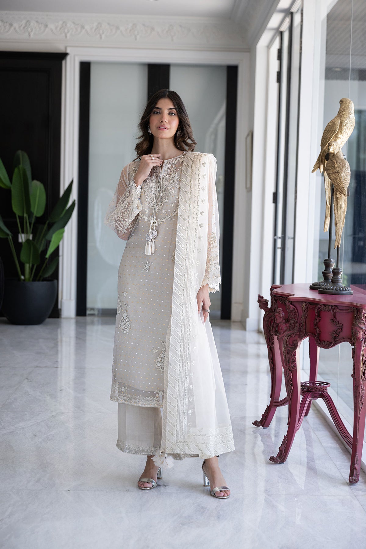 SS24DD-2432  OFF WHITE DUPATTA