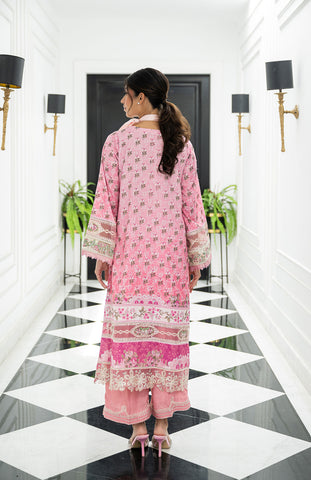 SS24DA-2436 PINK 2PCS HAND EMBELLISHED  SHIRT WITH TROUSER