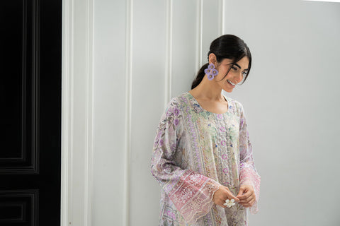 SS24DA-2441 PURPLE 2PCS HAND EMBELLISHED  SHIRT WITH TROUSER