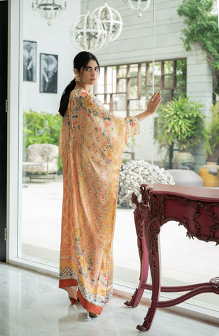 SS24DA-1888 ORANGE HAND EMBELLISHED KAFTAN