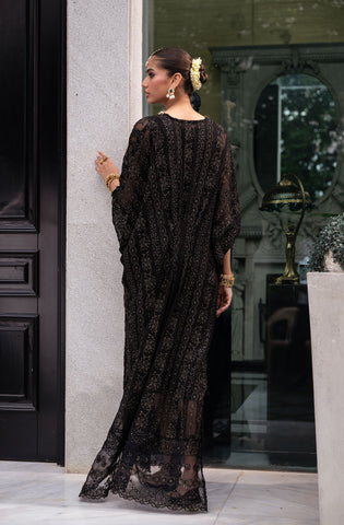 SS24DA-2414 BLACK EMBROIDERED KAFTAN