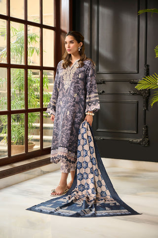 DC-2284 BLUE 2PCS  EMBROIDERED KURTA WITH TROUSER
