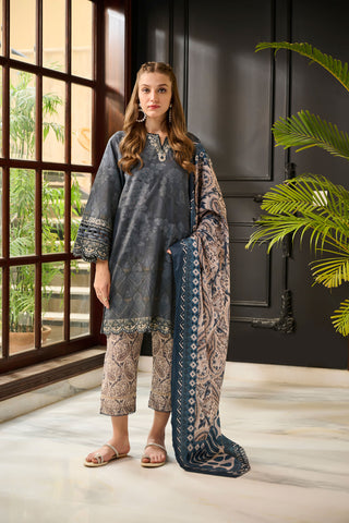 DC-2283 BLUE 2PCS  EMBROIDERED KURTA WITH TROUSER