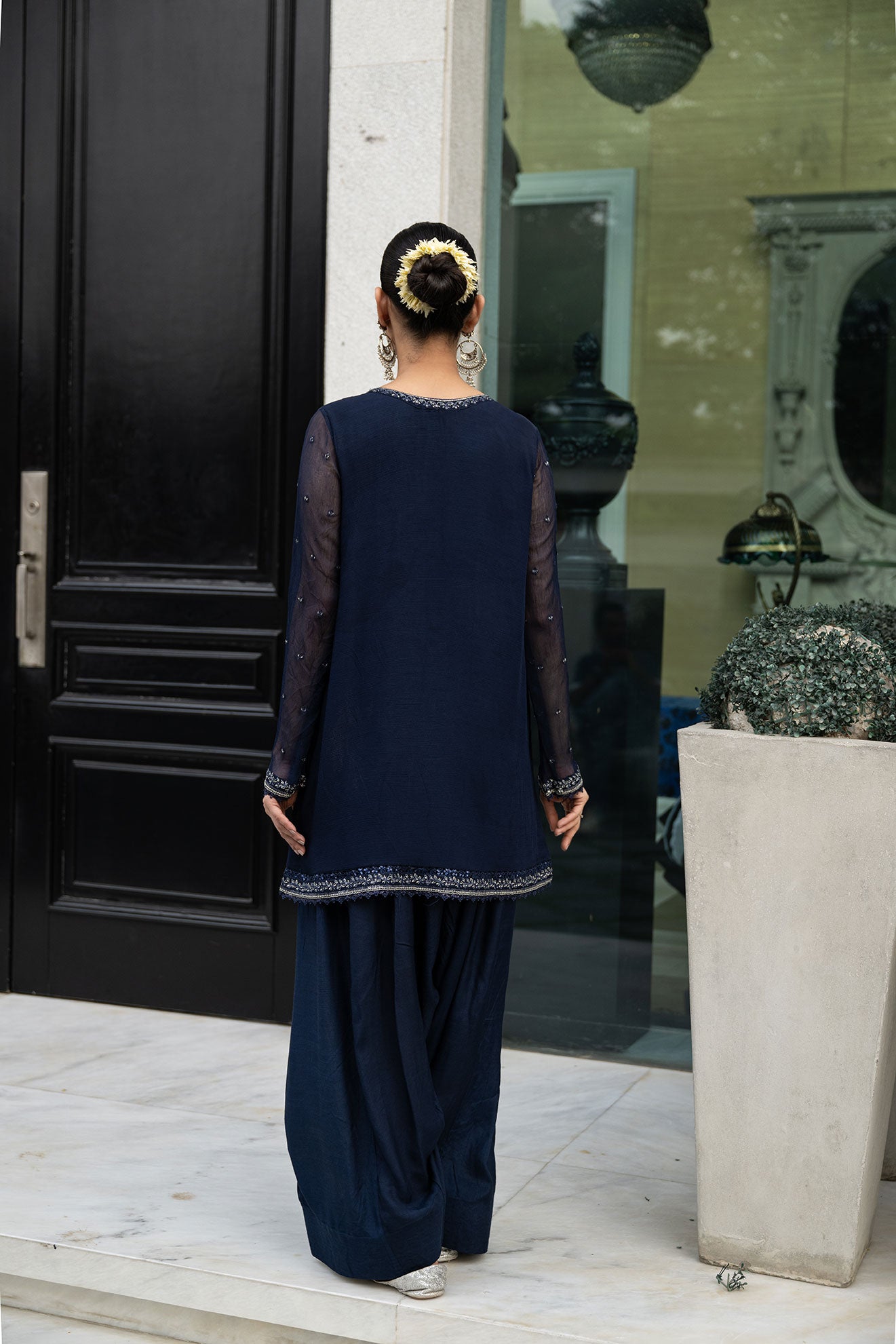 SS24DA-2416   NAVY BLUE  2PCS  EMBROIDERED KURTA WITH SHALWAR