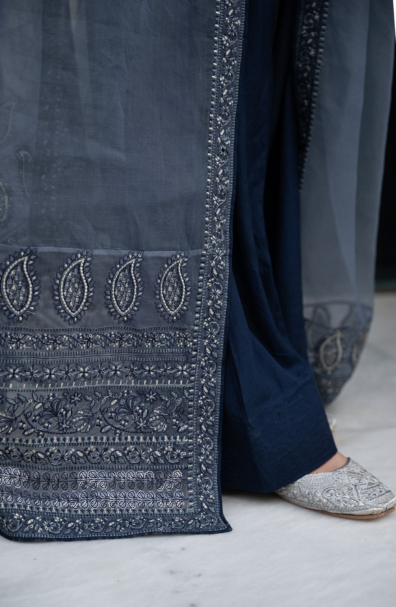 SS24DA-2416   NAVY BLUE  2PCS  EMBROIDERED KURTA WITH SHALWAR