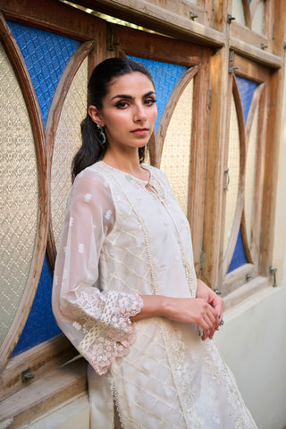 SS24DA-1876 OFF WHITE EMBROIDERED KURTA