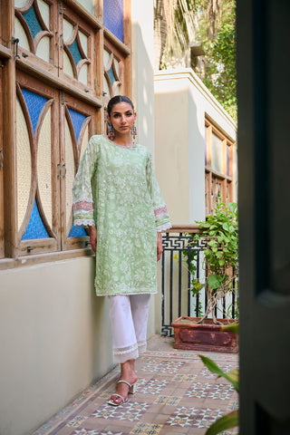 SS24DA-1884 GREEN EMBROIDERED KURTA