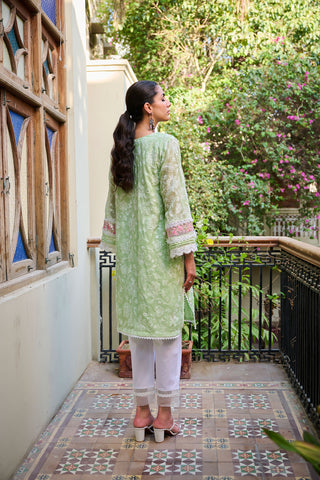 SS24DA-1884 GREEN EMBROIDERED KURTA